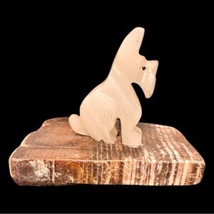 Vintage Petrified Wood Onxy Scottie/Schnauzer Figurine (EUC)